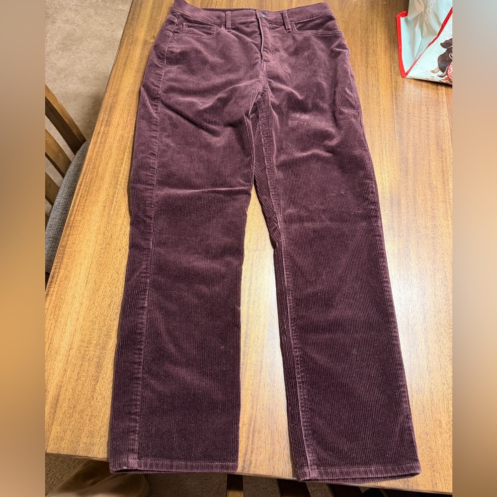 LOFT Deep Burgundy Corduroy Straight Leg